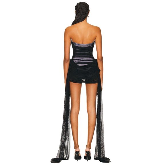 Norma Kamali Strapless Bill Pickleball Dress in Black Snow White Small Womens - Picture 3 of 17